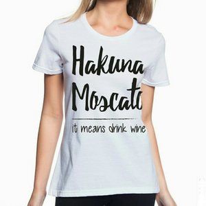 Lion King Hakuna Moscato It Means Drink Wine Graphic Tee White & Black Medium